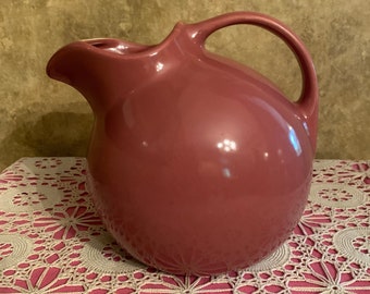 Hall China Company Maroon Ceramic Tilted Ball Pitcher #633