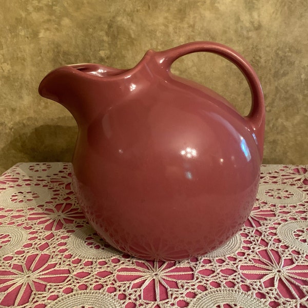 Hall China Company Maroon Ceramic Tilted Ball Pitcher #633