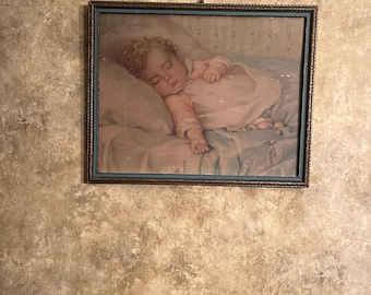 Vintage Annie Benson Muller Just A Little Dream Framed Lithograph by Borin-Vivitone Corp Imperfect