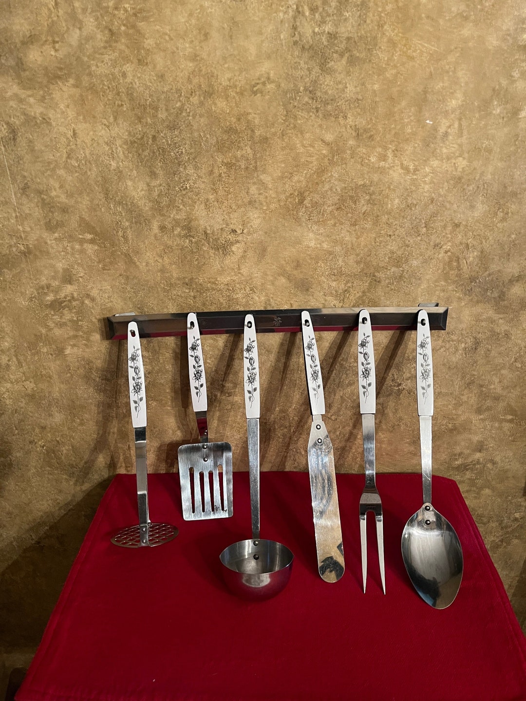 Vintage 1970s 7 Piece Kitchen Utensil/tool Set With Black and White ...