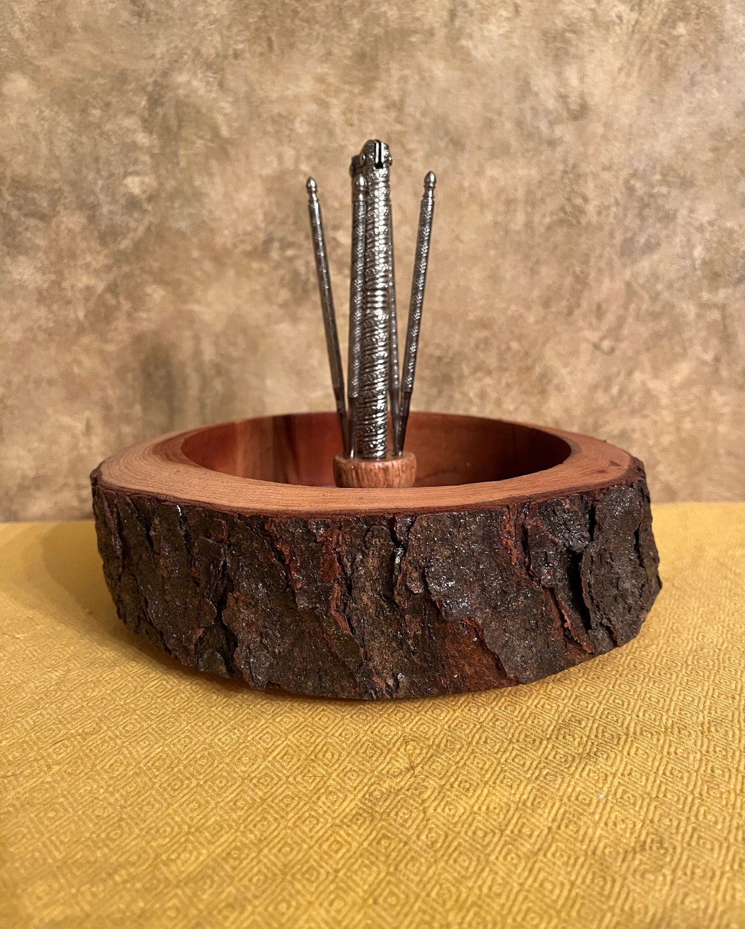 Vintage MCM Tree Bark Nutcracker Bowl and Pick Set Etsy