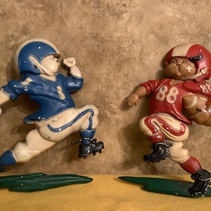 Homco 1976 Cast Metal Football Players #1254 Wall Decor
