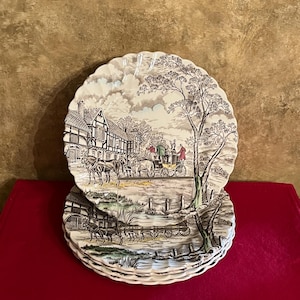 Vintage Myott, Son & Co. Royal Mail Multicolor Staffordshire Ware 10” Dinner Plate Made in England