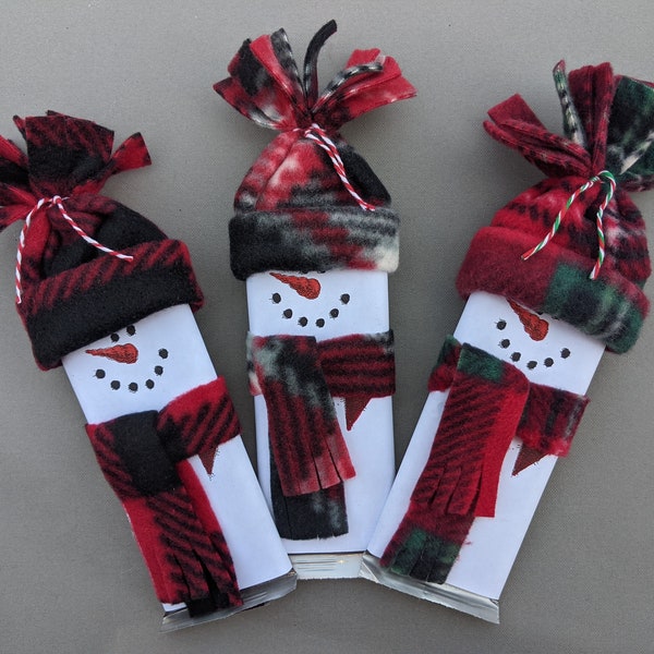 RED PART 2 Happy snowman Hershey chocolate bar with hat and scarf.