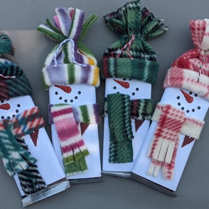NEW PRINT 2  Happy snowman Hershey chocolate bar with hat and scarf.