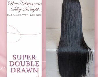 5x5 HD Lace Closure SUPER Double Drawn Wig Design Raw Vietnamese Silky Straight