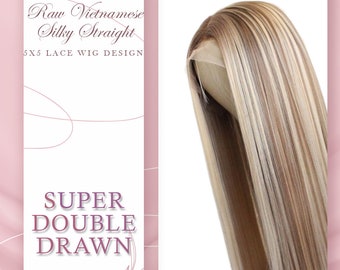 5x5 HD Lace Closure SUPER Double Drawn Wig Design Light Piano