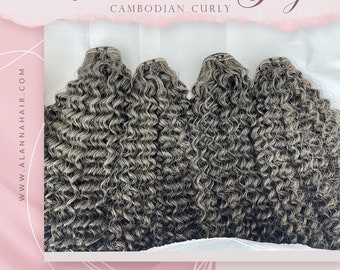 Raw Natural Grey Curly Double Drawn Hair Extensions