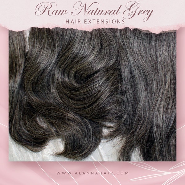 Raw Natural Grey Hair Extensions