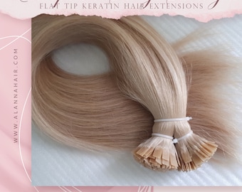 Blonde European Silky Straight Hair Extensions Keratin Flat Tip Hair Extensions  100% Remy Human Hair