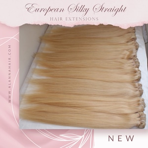 Blonde European Silky Straight Hair Extensions: Double Drawn Remy Human Hair