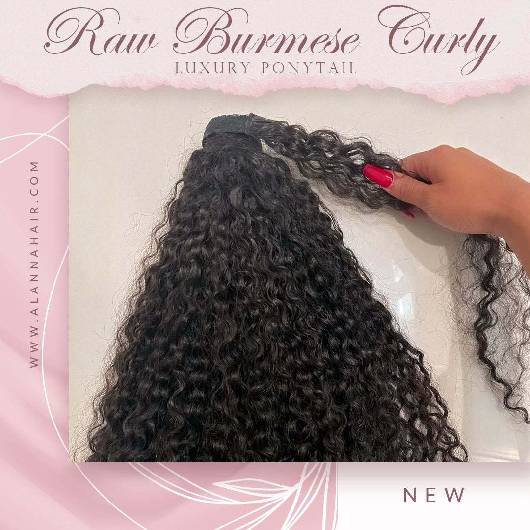 18 Inch Burmese Curly Ponytail Extensions Human Hair Clip Ins 3C4A Amazon.com : YMS 3C4A Burmese Curly Human Hair Bundles 18 20  main image 4