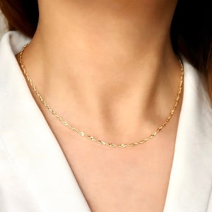 Minimalist 14K Gold Filled Twist Chain Necklace, Everyday Chain Necklace, Layering Gold Chain Necklace, Handmade Stacking Choker Necklace