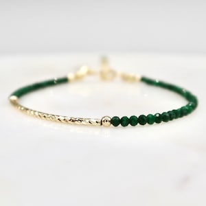 Dainty 2 mm Genuine Malachite Bracelet, Adjustable 14K Gold Filled Tiny Faceted Malachite Gemstone Bracelet, Minimalist Handmade Jewelry