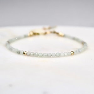 2mm Natürliche Jade Armband, Minimalistische Facettierte Jade Perlen Armband, Handgemachte Heilung Edelstein Armband, Harmonie, Wohlstand, Viel Glück Geschenk