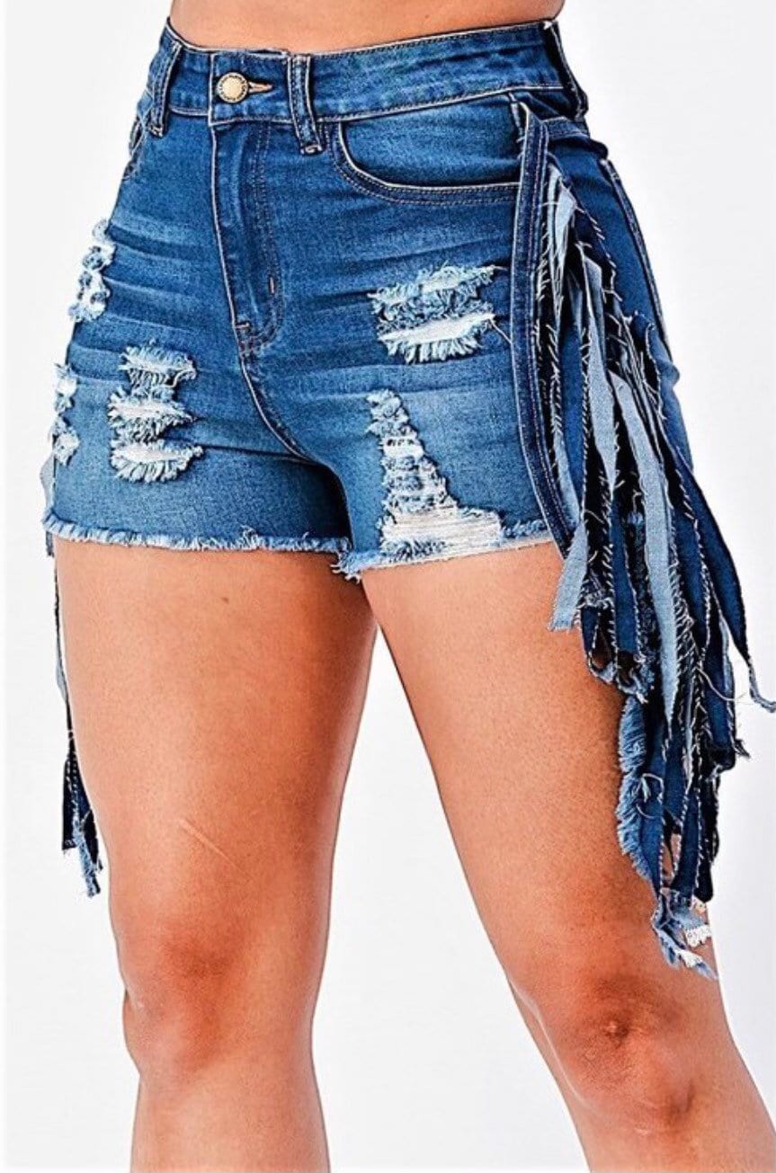 Fringe Jean distressed shorts Etsy
