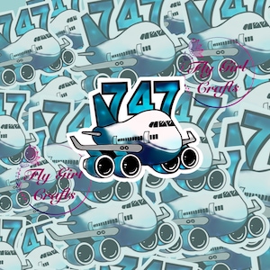 Boeing 747, cabin crew sticker, aviation sticker, gift for pilot, flight attendant gifts, Boeing crew, water resistant sticker