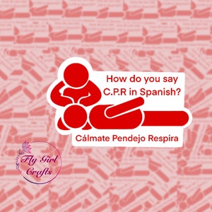 C.P.R in Spaans | humor stickers, cabinepersoneel sticker, stewardess cadeau, waterbestendige sticker, Latin crew
