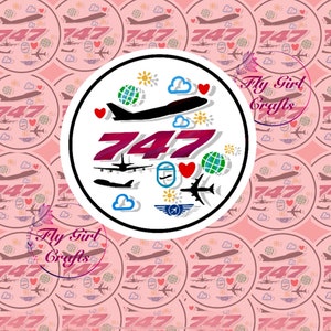 747 LOVE aviation, cabin crew stickers, aviation stickers, gift for pilots, gift for flight attendant, water resistant sticker