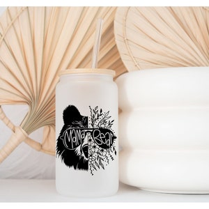 Mama Bear Printed Frosted Libby Glass