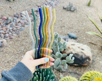 Colored Glass Straw Add On - Wavy