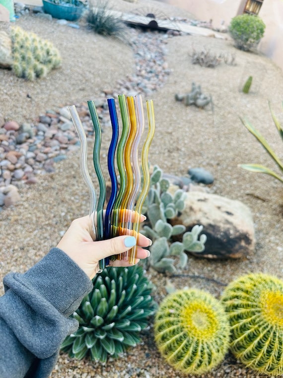 Colored Glass Straw Add On - Wavy