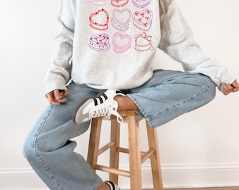 Heart Cakes Graphic Crew Neck - DTF Printed