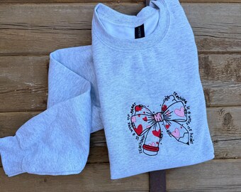 EMBROIDERED "teaching is a work of heart" ash crew