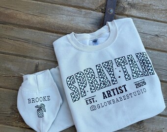 Spray tan artist - customized crew Graphic Crew Neck - DTF Printed