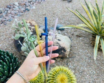 Colored Glass Straw- twisted - Dishwasher Safe