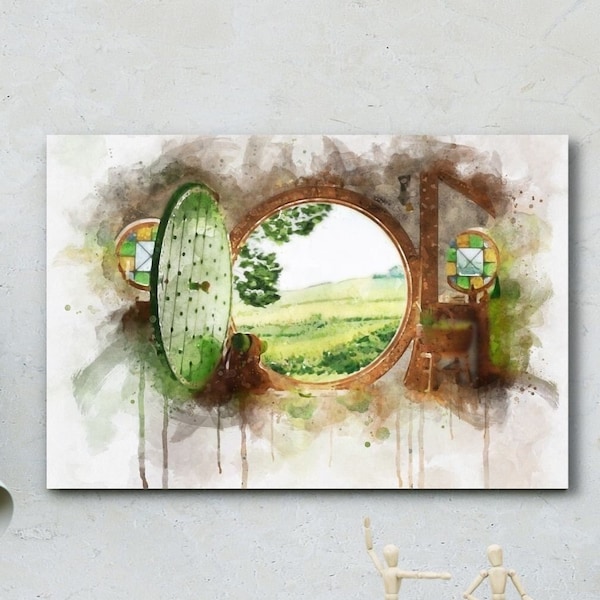 Bag End Painting,Watercolor , Bag End Art, Lord, Fantasy Art, Jrr, Rings, Fantasy Painting, Print titled, Movie Poster, Wall Art, Home Decor