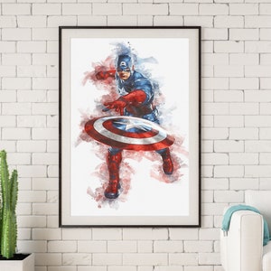 Captain America -Print Superhero -Steve Rogers-Avengers Endgame- Captain America Poster- Avengers Printable Nursery-Avengers Painting