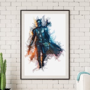 The Mandalorian-Star Wars Lover Gift- Mandalorian Watercolor Star Wars Poster-Home Cinema Wall Decor- Fan Gift-Star Wars Art- Star Wars Gift