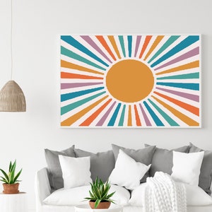 Boho Sun Wall Art ,Sunshine Poster,Abstract Sun Poster,Retro Sunburst Print, Colorful Digital Print, Boho Nursery Print,Kids Room Decor