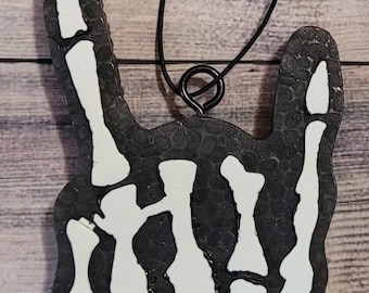 Skeleton Hands-Rock, Glitter, Custom Car Freshie, Air Freshener, Aromatherapy, Freshy Aroma Beads, Hanger, Scents, Gift, Accessories