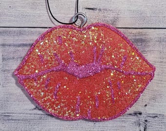 Cute Lips, Glitter, Custom Car Freshie, Air Freshener, Aromatherapy, Freshy Aroma Beads, Hanger, Scents, Gift, Accessories, Small Spaces
