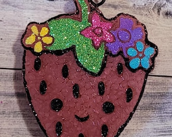Strawberry, Glitter, Custom Car Freshie, Air Freshener, Aromatherapy, Freshy Aroma Beads, Hanger, Scents, Gift, Accessories, Small Spaces