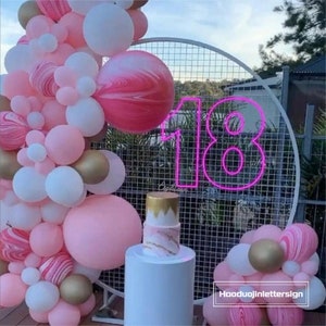 Letrero de neón LED con números personalizados, luz de neón con letras y números para fiesta de cumpleaños número 18, decoración para baby shower, dulces 15, dulces 16, decoración de quinceañera