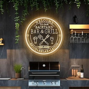 Insegna al neon a LED con incisione 3D tramite USB per bar e grill, decorazione da parete personalizzata per barbecue da giardino, cucina, festa, regalo di benvenuto per papà.