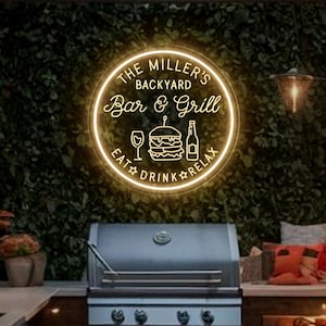 Insegna al neon a LED con incisione 3D tramite USB per bar e grill, decorazione da parete personalizzata per cucina, barbecue, bar, birra, giardino, insegna per barbecue, regalo per papà