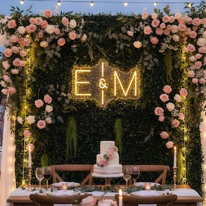 Custom Initials Name LED Neon Sign, Last Name Neon Light For Minimalist Wedding Party Backdrop Wall Decor, Personalized Gift For Lover