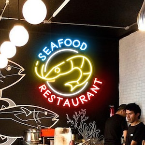 Insegna al neon per ristorante di pesce, negozio di pesce personalizzato, gamberetti, luce al neon a LED, decorazione da parete per la casa, decorazione per bar della birra, regalo per gli amanti dei gamberetti
