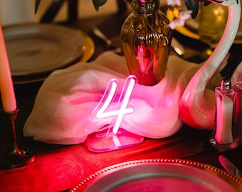 12cm Neon Table Number Light Mini Number USB/Battery Powered LED Neon Sign Decor Wedding Party Desk Table Decoration Number Letter