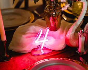 12 cm Neonowa lampa numerowa na stół, mini numer, zasilana USB/baterią, dekoracja stołu na przyjęcie weselne, numer, litera