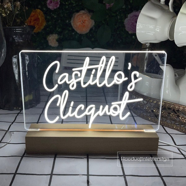 Custom Night Light, Engraved Name Photo Plaque, USB Powered LED Lamp, Wood Stand Table Light Up Personalized Christmas Gift, Unique Gift