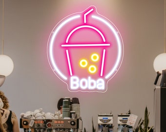 Boba Tea Custom Bubble Tea LED Milk Tea Neon Sign Drinks Night Light Coffee Bar Shop Home Wall Decor Personalized Restaurant Welcome Sign