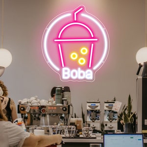 Boba Tea Bubble Tea personalizzato LED Milk Tea Neon Sign Bevande Luce notturna Caffè Bar Negozio Decorazione da parete per la casa Ristorante personalizzato Segno di benvenuto