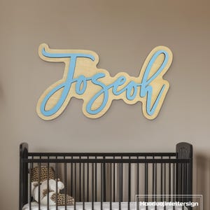 Placa de nome de berçário 3D personalizada, placa de nome de madeira para decoração de parede, placa de nome de porta de quarto infantil personalizada, presente para crianças, decoração de chá de bebê