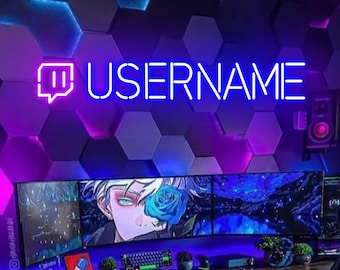 Benutzerdefinierte Twitch Benutzername Leuchtreklame Gamer Tag personalisierte Geschenk für Gamer youtube instagram Neon Nachtlicht Wand Dekor Spielzimmer Schlafzimmer