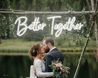 Better Together Boda personalizada LED Letrero de neón Luz nocturna hecha a mano Hogar Boda Telón de fondo Decoración de pared Regalo personalizado Regalo de fiesta de compromiso